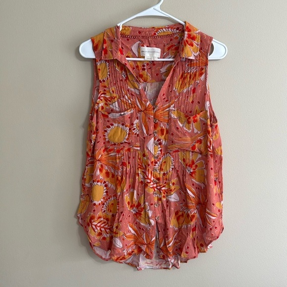✨Vera X Anthropologie Floral Orange Blouse✨ - Picture 3 of 9